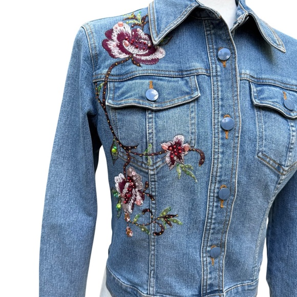 Very Vera Boho Embroidered and Beaded Denim Jacket - Picture 7 of 8